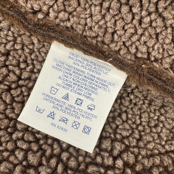 LANDS' END BROWN BUTTON FAUX FUR JACKET SIZE M. - Picture 12 of 16